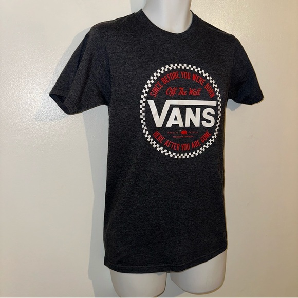 Men’s vans graphic T-Shirt heather gray with red and white logo size small 🆕 - Picture 3 of 12